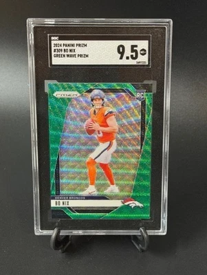 Bo Nix 2024 Panini Prizm Football - Green Wave Prizm #13 (SGC 9.5) (RC) - Image 1 of 3
