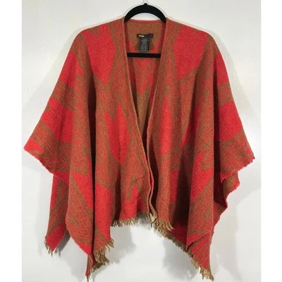 Chaqueta chal a rayas de lana Maje para mujer flecos frente abierto ligera boho hippie  Foto 1 de 4