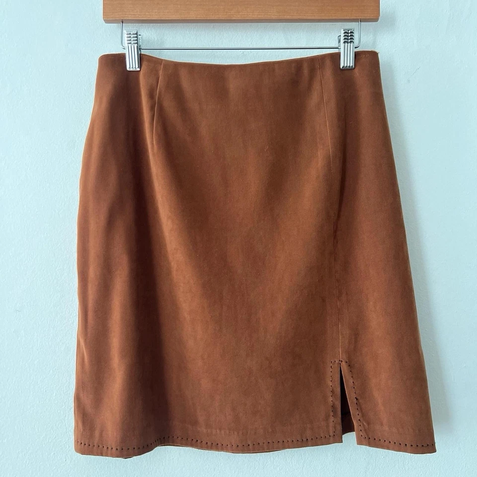 Minifalda Dressbarn Vintage Años 90 Marrón Caramelo Imitación Gamuza Para Mujer’s M W28 Foto 1 de 4