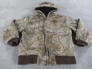 Carhartt Realtree Camo Jacket Youth M 10-12 Hooded Canvas Quilted Zip VTG GUC - Picture 1 of 13