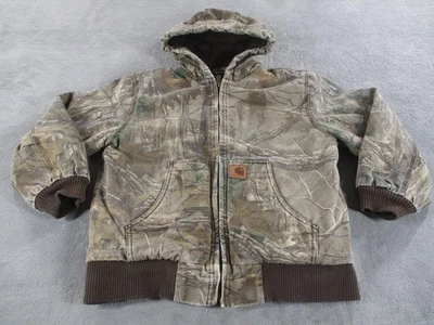 Carhartt Realtree Camo Jacket Youth M 10-12 Hooded Canvas Quilted Zip VTG GUC - Image 1 of 4