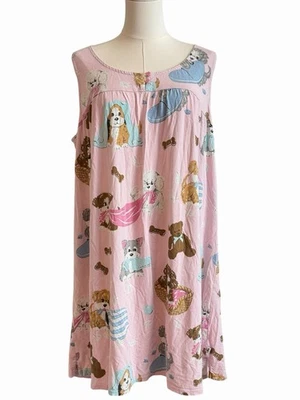 Nick & Nora Nightgown Womens Size XL Puppies In A Basket Dogs Cotton Summer - Image 1 of 4