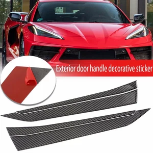 4X REAL Carbon Fiber Side Door Handle Frame Trims For Corvette C8 2020-2024 2023 - Bild 1 von 12