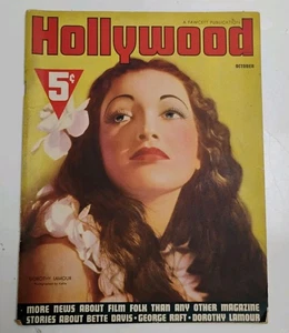 Vtg Art Deco Era 1937 Hollywood Magazine Vol 26 No. 9 w/ Actress Dorothy Lamour - Picture 1 of 8