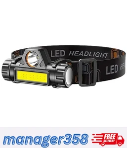 Faro LED ricaricabile USB super luminoso impermeabile torcia faro - Foto 1 di 15