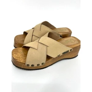 Vintage Y2K Candies Holz Clog Plateau Sandalen braun Leder Größe 9 - Bild 1 von 10