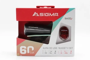 Sigma Aura 60 Lux Fahrrad-Frontlampe USB Set mit Nugget II Rücklicht - Bild 1 von 1