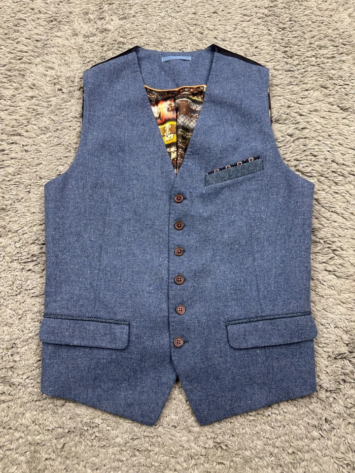 Мужской жилет Ted Baker большой вересковый синий карьерный повседневный официальный жилет London - Изображение 1 из 4