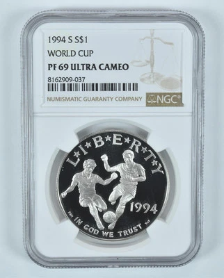1994-S World Cup Soccer Commemorative Silver Dollar PF69 UCAM NGC - Image 1 of 4