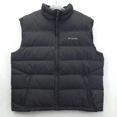 Columbia Vest Mens XL Black Down Puffer Insulated Zip Pockets Drawcord SM1026 - Image 1 of 4