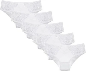 Donella Teen Girls 5 Pack Mid Rise Soft Cotton Bikini Panties White Size 14-15 - Picture 1 of 6