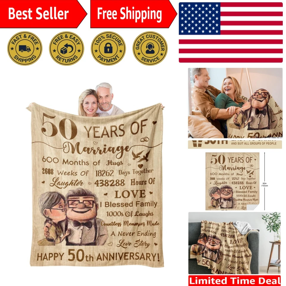 Manta Heartfelt 50 aniversario - Regalo perfecto para seres queridos 60"x50" Foto 1 de 4