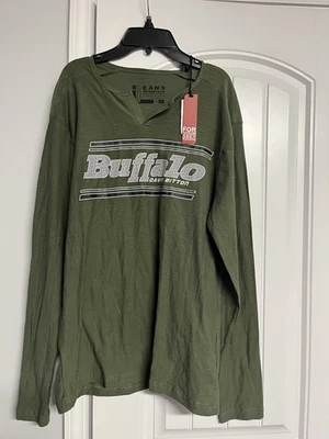 Buffalo David Bitton LONG SLEEVE T-Shirt Men MEDIUM GREEN NWT GIFT 🎁 KNIT - Image 1 of 4
