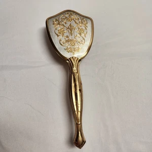 Cepillo de pelo vintage dorado desmontable diseño floral decoración de peluquería de colección - Imagen 1 de 9