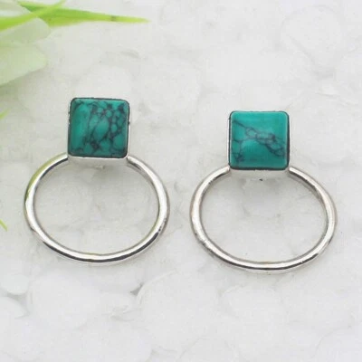 925 Sterlingsilber Türkis Ohrringe Handmade Schmuck Geburtsstein Ohrringe - Bild 1 von 2