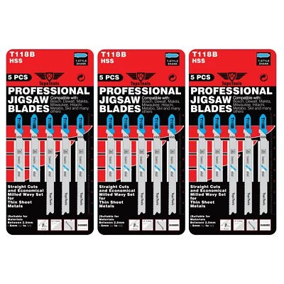 15 x TopsTools T118B Jigsaw Blades for Sheet Metal Fine Cut Dewalt Bosch Makita