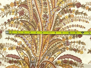 VTG Art Nouveau Floral Fabric Stripe 80s Muted Stylized Leaves 5th Avenue 1+ Yrd - Picture 1 of 10