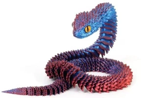 Hochwertige 3D Druck Schlange voll beweglich Farbe BlauLila schimmernd Neu - Bild 1 von 2