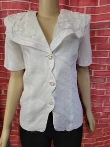Anne French Vintage Nordstrom White Size 4 Women's Top Blouse Size 4 NWT #A - Picture 1 of 12