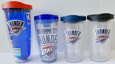 LOTE 4 Vasos Aislados OKC THUNDER con Tapas 24+16oz LOGO Parche NBA Tervis Tritan Foto 1 de 4