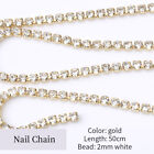 50Cm Metal 3D Nail Chain Gold White Bead Ab Color Rhinestone Decoration Tips Diy