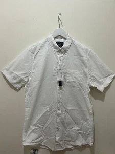 New Men’s White Shirt Slim Fit Short Sleeve Cotton L - Picture 1 of 14