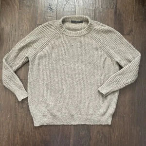 Jenni Kayne Women’s Oversized Cashmere Fisherman Sweater Sz Large Taupe - Picture 1 of 10