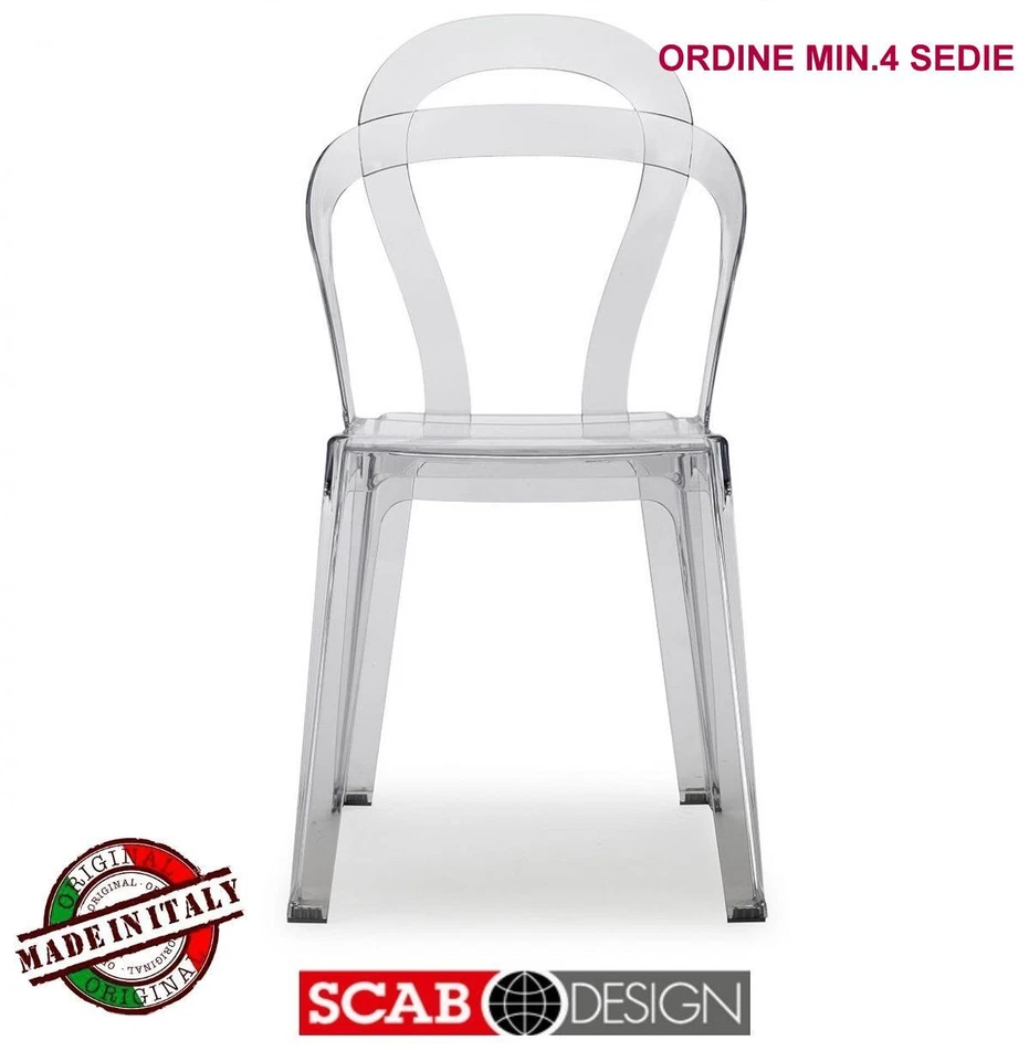 SEDIA TITI' SCAB IMPILABILE TRASPARENTE BAR RISTORANTE ALBERGO  BISTRO GIARDINO - Immagine 1 di 1