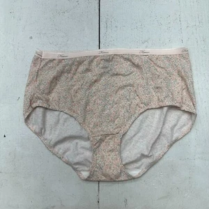 Hanes Orange Grey Floral Print Elastic Waist Cotton Underwear Women's Size XL - Picture 1 of 6