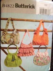 Butterick Sewing Pattern 4822 Ladies Misses Hand Bags Size One Uncut