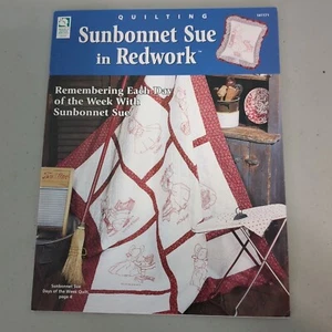 Sunbonnet Sue Days Of The Week Redwork Quilt Pattern By House Of White Birches - Picture 1 of 3