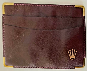 100% Genuine Montres Rolex sa Geneva Swiss Leather Card Holder 0101.70.05 Brown - Picture 1 of 3