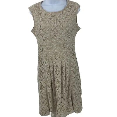 Вязание крючком кружевное платье женское размер 10 нейтральный линия без рукавов London Times - Изображение 1 из 4
