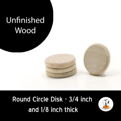 Disco circular redondo - 3/4 x 1/8 pulgadas madera sin terminar (WW-JC5712) Foto 1 de 4