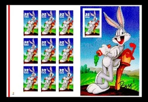 SCOTT #3137 - BUGS BUNNY PRESSBOGENSCHEIBE - LINKS, UNTEN - Bild 1 von 3
