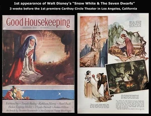 1st ever WALT DISNEY "Snow White & 7 Dwarfs - GOOD HOUSEKEEPING - Aug, 1937 - Picture 1 of 9