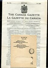 OTTAWA 1941 OHMS Official Cover with The Canada Gazette Wartime Prices & Trade