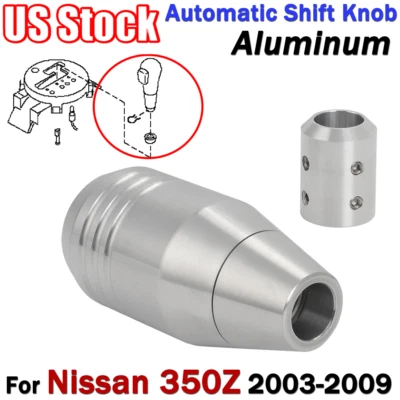 Perilla de cambio automática (automática) de aluminio para Nissan 350Z 2003-2009 2004 2005 plateada Foto 1 de 4