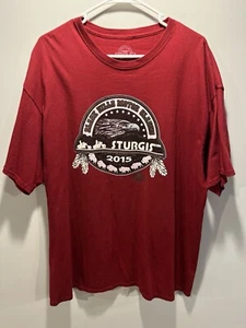 2015 Sturgis 75th Anniversary Black Hills Motorcycle Red T-Shirt 2XL Xxl Harley - Picture 1 of 9
