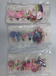 Kids Hair Clips.3 Sets-6 Hair Clips Each.Summer/cartoons Rainbows Style.see Pict - Picture 1 of 6