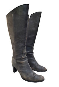 Billy Reid Women’s Tall Knee Boots Sz 7.5 Distressed Gray Suede Leather Shoes
