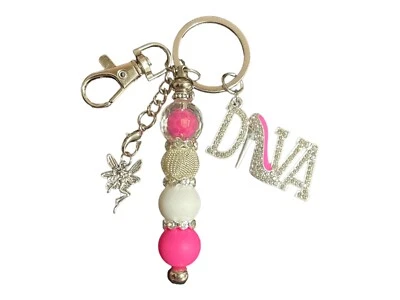 Llavero Joyería Original Rosa DIVA Llavero Tacón Cuentas Llavero Hecho a Mano Nuevo con Etiquetas Foto 1 de 3