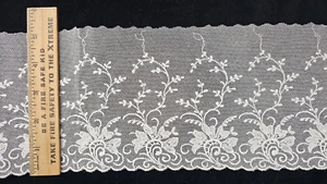 Vintage/Antique, White, English Embroidery Net, Cotton Leavers Lace, 3 yards - Picture 1 of 1