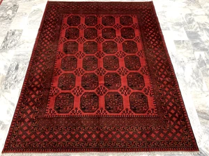 Genuine NEW Afghan Turkmen Phil Pa Tribal Rugs Handmade Wool Red Black 245x341cm - Picture 1 of 5