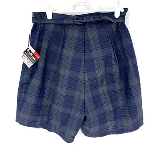 Vintage Dan River Wash And Wear Womens Cotton Shorts Size 16F 50s/60s Plaid Belt - Picture 1 of 8