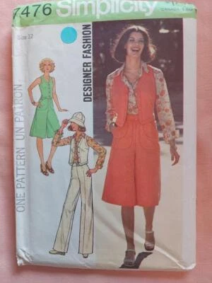 Simplicity 7476 Misses' Shirt, Vest, Culottes & Pants Pattern Size 12 - Image 1 of 2