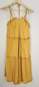 Sweet Pot Maxi Dress Womens Size 10 Boho Strap Frock Yellow Mustard NWT - Picture 1 of 6