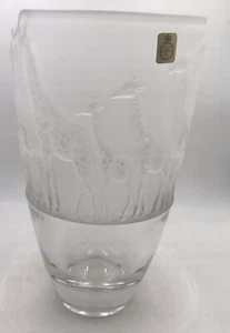 NACHTMANN KRISTALL VASE Safari Giraffe Line mattiert klar Vintage - Bild 1 von 9