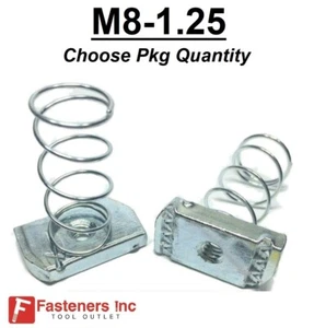 M8-1.25 Metric Strut Spring Nuts for Unistrut Channel #4196 P1007M8 EG / Zinc - Picture 1 of 3