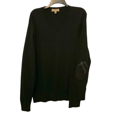 Suéter Burberry Parche en el Codo Algodón Cachemira Cuello en V Negro Hombres XXL Foto 1 de 4